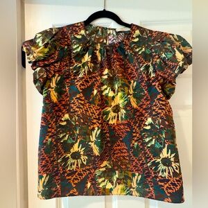 ULLA JOHNSON - Floral Print Puff Sleave Women's Top